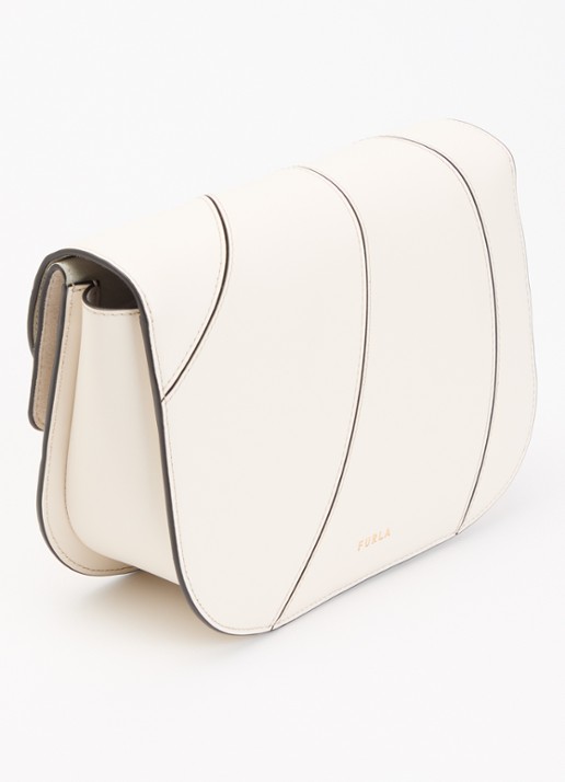 FURLA Sfera crossbodytas van leer en afneembare schouderriem  - achterkant beige