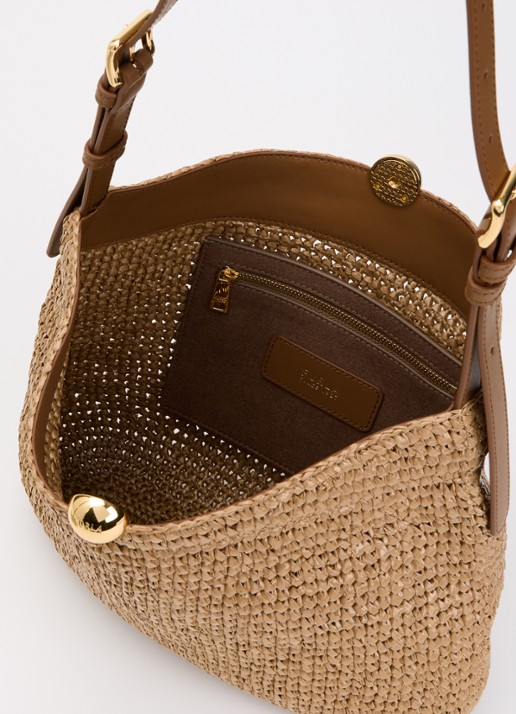 FURLA Sfera L schoudertas met gevlochten details en verstelbare schouderriem - detail 3 donkerbeige