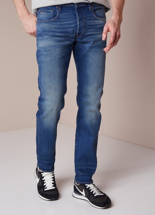 G-Star RAW 3301 Mid rise slim fit jeans met stretch - detail 4 indigo