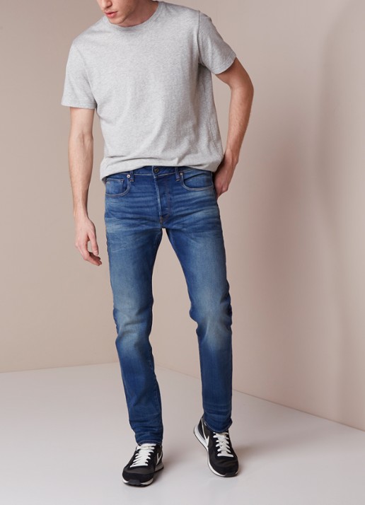 G-Star RAW 3301 Mid rise slim fit jeans met stretch - voorkant 3 indigo