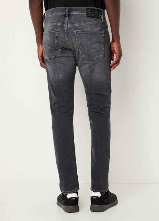 G-Star RAW 3301 slim fit jeans in  katoenblend met gekleurde wassing - achterkant 5 zwart