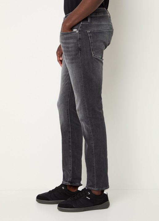 G-Star RAW 3301 slim fit jeans in  katoenblend met gekleurde wassing - detail 4 zwart