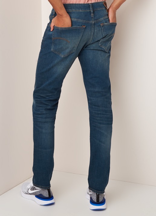G-Star RAW 3301 slim fit jeans met stretch - achterkant indigo