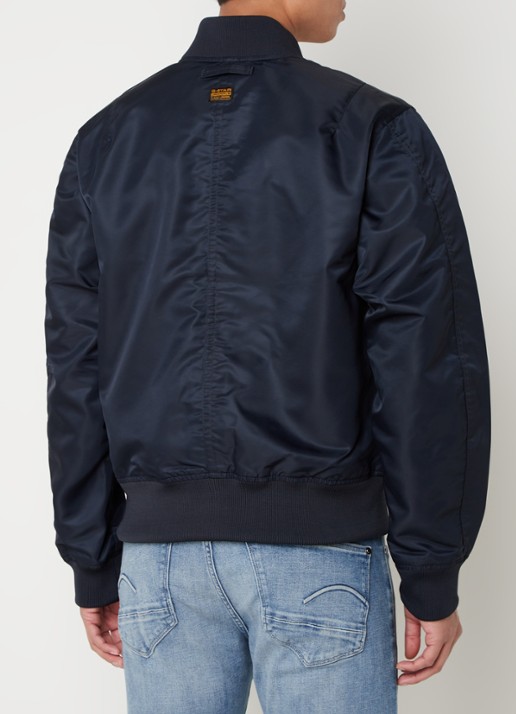 G-Star RAW Bomberjack met steekzakken en logo - achterkant blauw