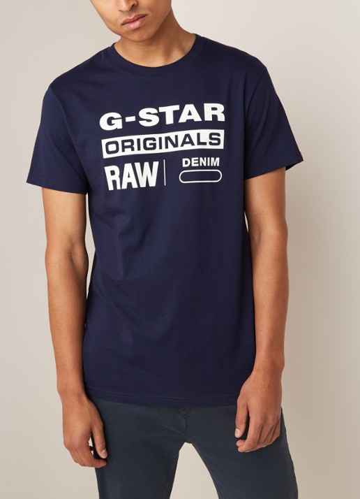 G-Star RAW Graphic T-shirt met tekstopdruk - detail 4 royalblauw