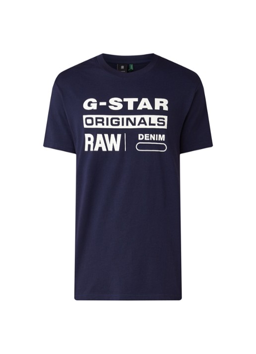 G-Star RAW Graphic T-shirt met tekstopdruk - voorkant 2 royalblauw