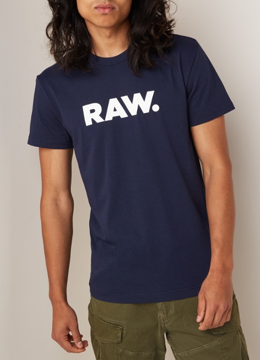 G-Star RAW Holorn T-shirt met logoprint - detail 4 royalblauw