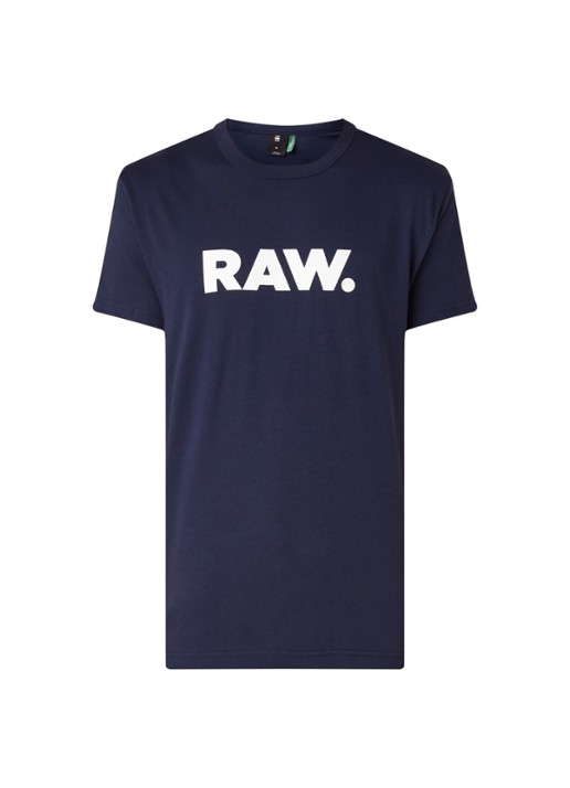 G-Star RAW Holorn T-shirt met logoprint - voorkant 2 royalblauw