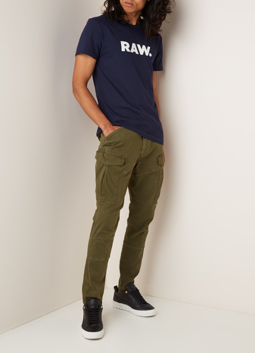 G-Star RAW Holorn T-shirt met logoprint - voorkant 3 royalblauw