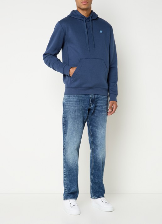 G-Star RAW Hoodie met logo - voorkant 2 staalblauw