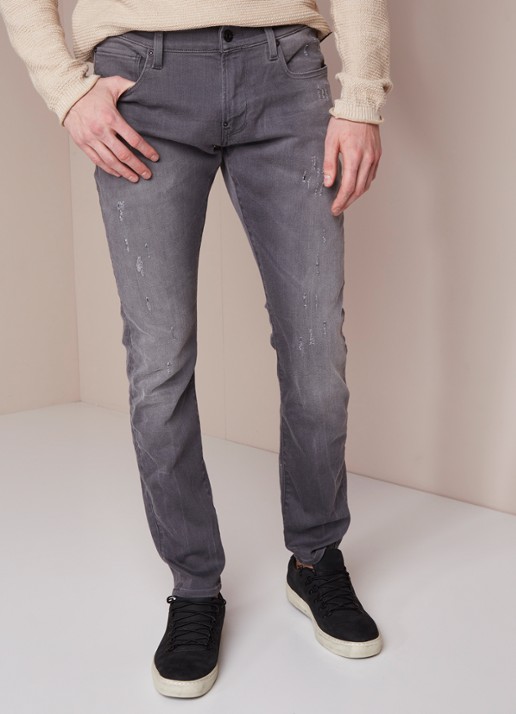 G-Star RAW Revend low rise super slim fit jeans met ripped details - detail 4 grijs