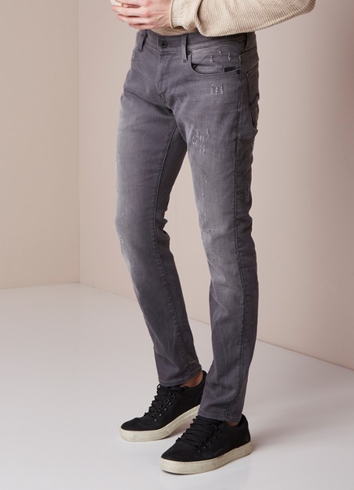 G-Star RAW Revend low rise super slim fit jeans met ripped details - detail 5 grijs
