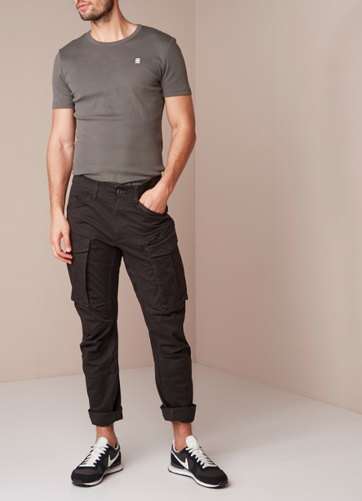 G-Star RAW Rovic tapered fit cargobroek in katoenblend - voorkant 5 donkergrijs