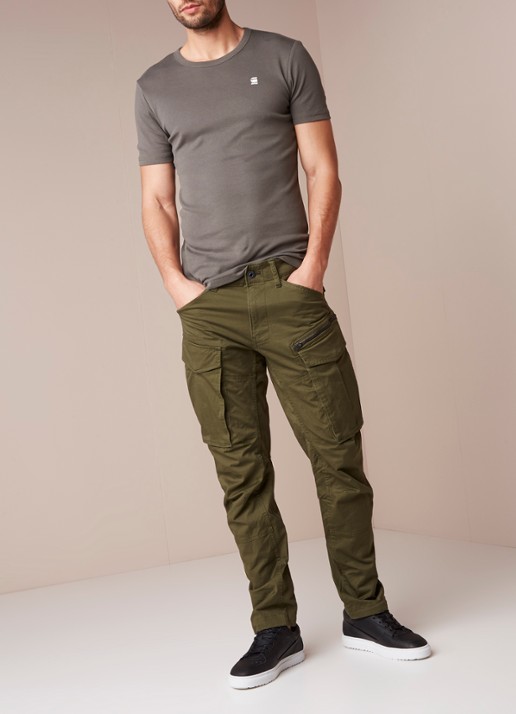 G-Star RAW Rovic tapered fit cargobroek in katoenblend - voorkant 5 mosgroen