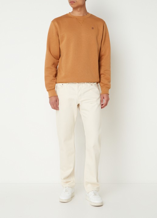G-Star RAW Sweater met ronde hals en logoborduring  - voorkant 4 roestbruin