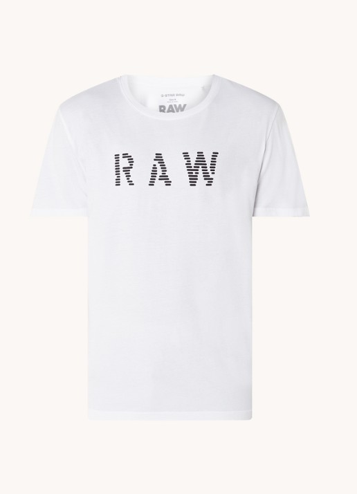 G-Star RAW T-shirt van jersey met print - voorkant wit