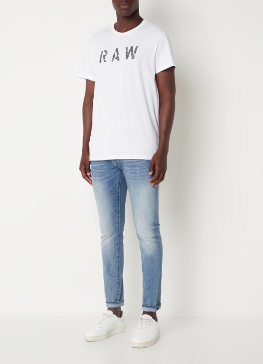 G-Star RAW T-shirt van jersey met print - voorkant 2 wit