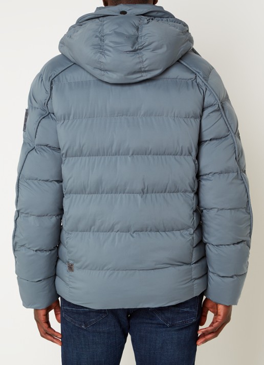 G-Star RAW Whistler gewatteerde puffer jack met afneembare capuchon - achterkant staalblauw