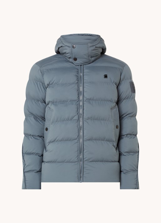 G-Star RAW Whistler gewatteerde puffer jack met afneembare capuchon - voorkant 2 staalblauw