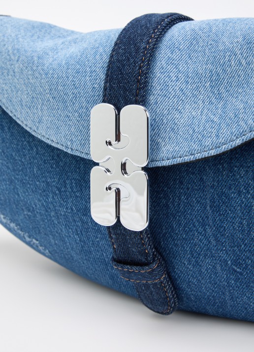 Ganni B-Kat handtas van denim met gespdetail  - detail 4 indigo