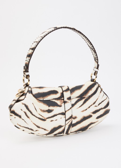 Ganni B-Kat schoudertas met zebraprint - achterkant ivoor