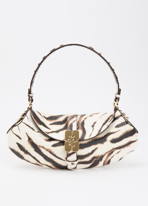 Ganni B-Kat schoudertas met zebraprint - voorkant 6 ivoor