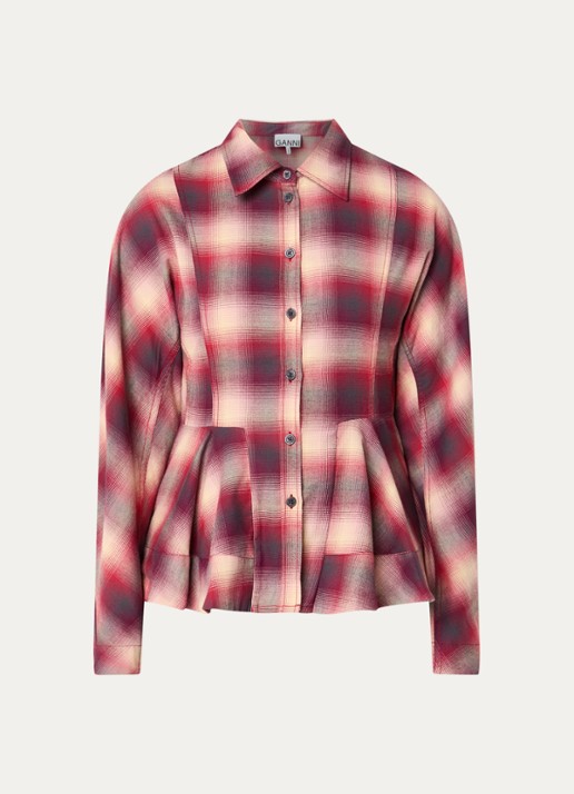 Ganni Blouse met print - voorkant 3 kersenrood