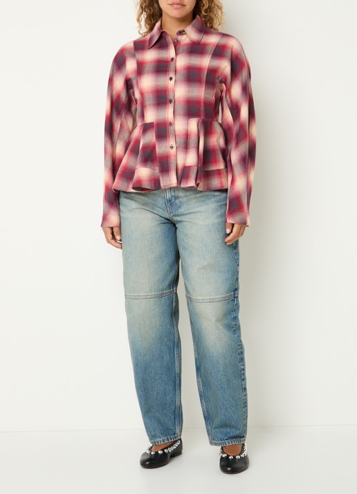 Ganni Blouse met print - voorkant 4 kersenrood