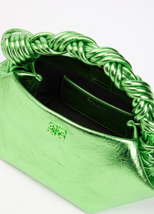 Ganni Bou Mini handtas met metallic finish en afneembare schouderriem - detail 3 groen