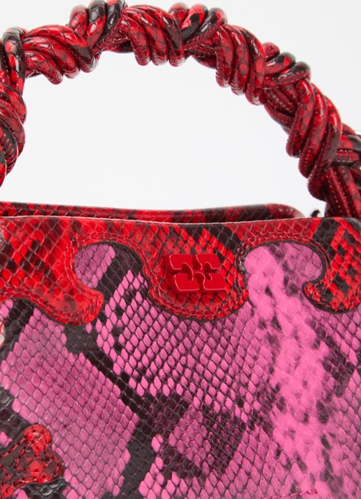 Ganni Bou Mini handtas met slangenprint en afneembare schouderriem - detail 4 fuchsia