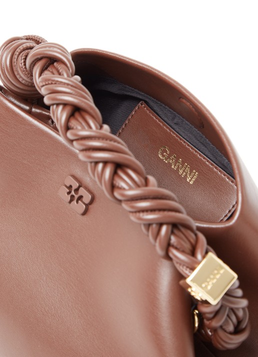 Ganni Bou Small handtas van leer met afneembare schouderriem - detail 5 bruin