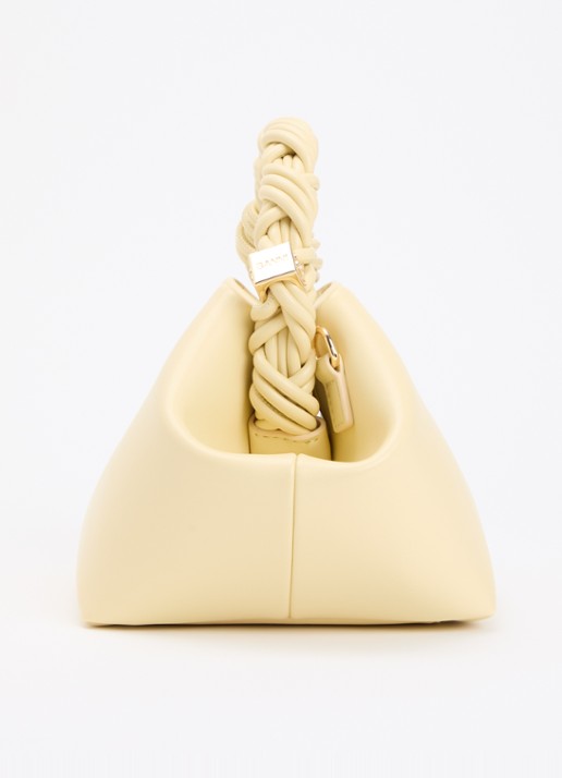Ganni Bou Small handtas van leer met afneembare schouderriem - detail 3 lichtgeel