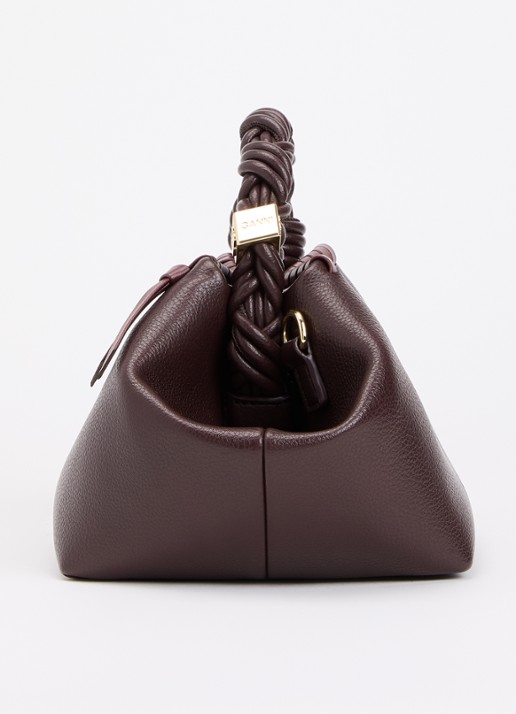 Ganni Bou Small handtas van leer met gevlochten details en afneembare schouderriem - detail 4 bordeauxrood