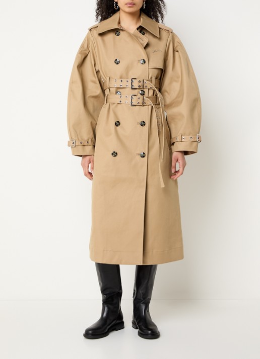 Ganni Double-breasted trenchcoat met steekzakken