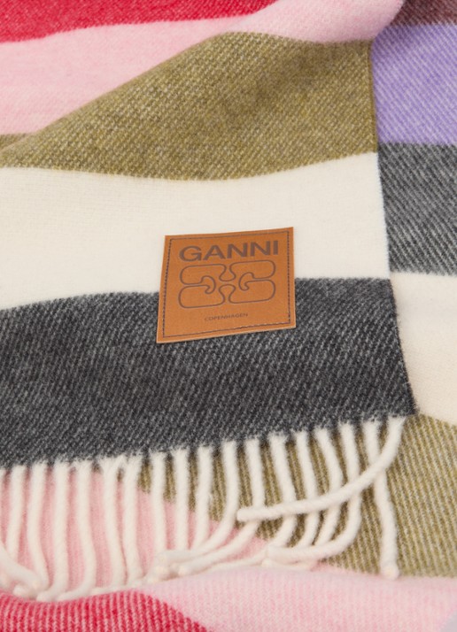 Ganni Fijngebreide sjaal van wol 200 x 30 cm - detail multicolor
