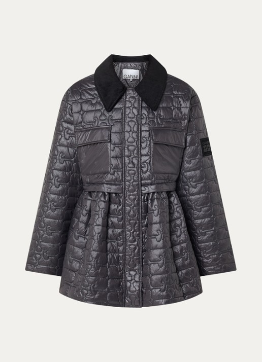 Ganni Gewatteerd jack met quilt patroon en details van corduroy