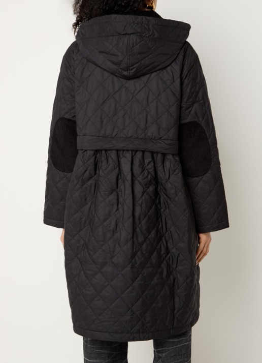 Ganni Gewatteerde parka met quilt patroon en borstzakken - achterkant 5 zwart