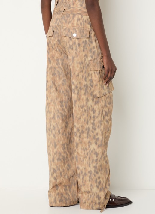 Ganni High waist loose fit cargobroek met steekzakken - achterkant camel