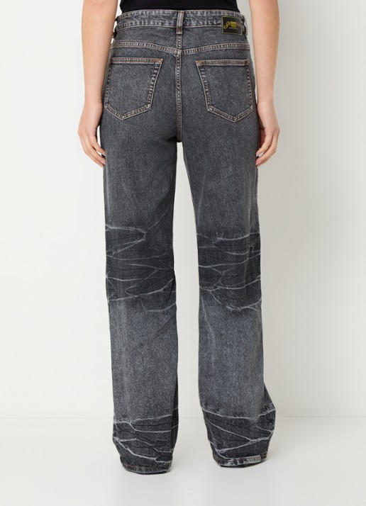 Ganni High waist loose fit jeans in  katoenblend met gekleurde wassing - achterkant antraciet