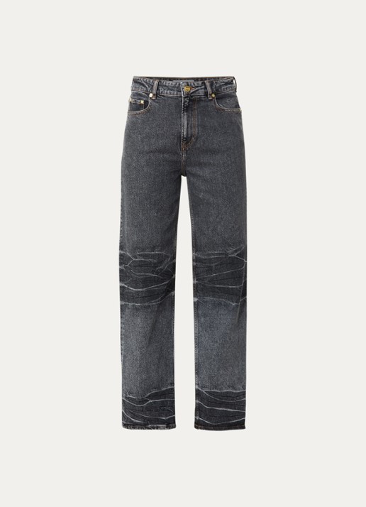 Ganni High waist loose fit jeans in  katoenblend met gekleurde wassing - voorkant 4 antraciet