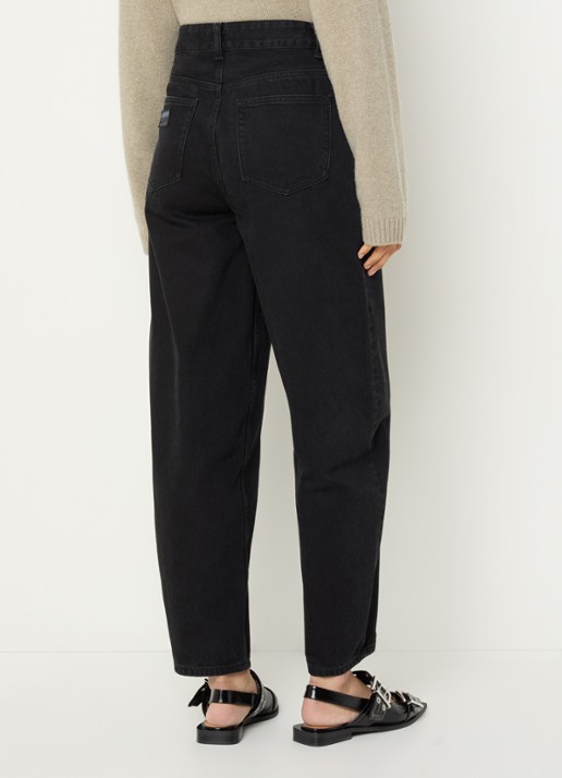 Ganni High waist loose fit jeans van  katoen - achterkant 5 zwart