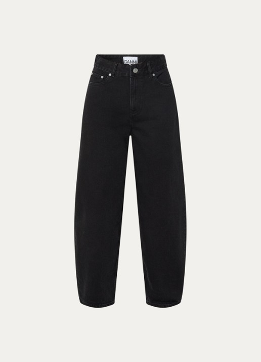 Ganni High waist loose fit jeans van  katoen - voorkant zwart