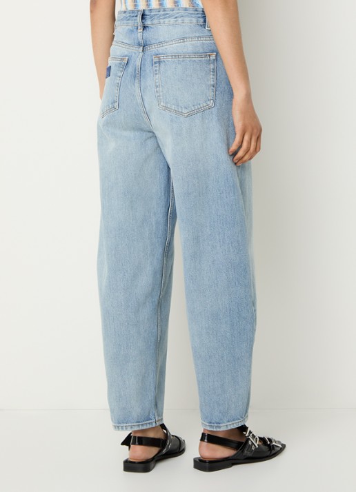 Ganni High waist loose fit jeans van  katoen - achterkant indigo