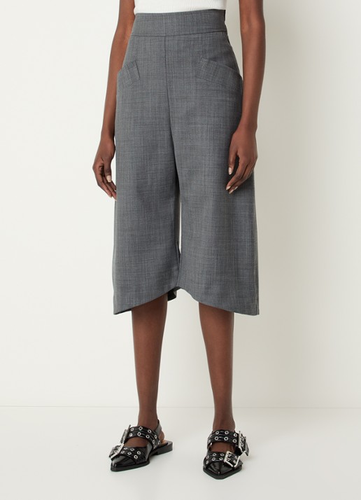 Ganni High waist wide fit korte broek in wolblend