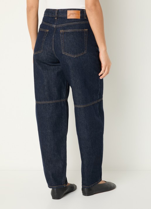 Ganni High waist wide leg jeans met donkere wassing - achterkant indigo