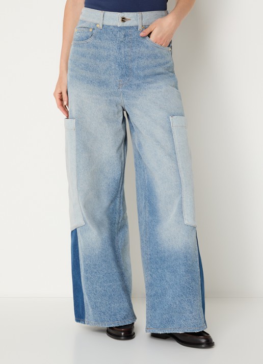 Ganni High waist wide leg jeans met opgestikte zakken