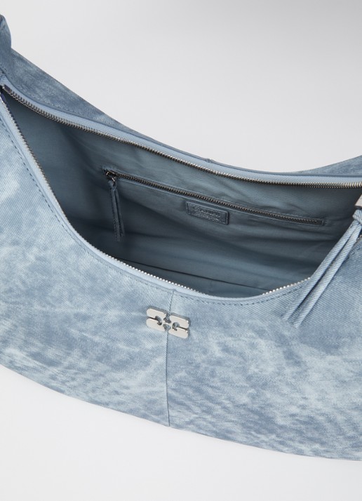 Ganni Hobo M schoudertas met tasbedel - detail 4 indigo
