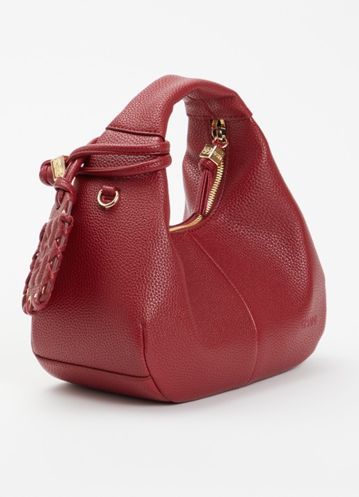 Ganni Hobo Mini handtas met afneembare schouderriem - achterkant donkerrood
