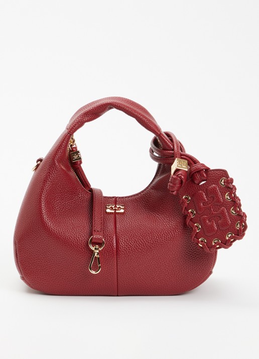Ganni Hobo Mini handtas met afneembare schouderriem - voorkant 6 donkerrood
