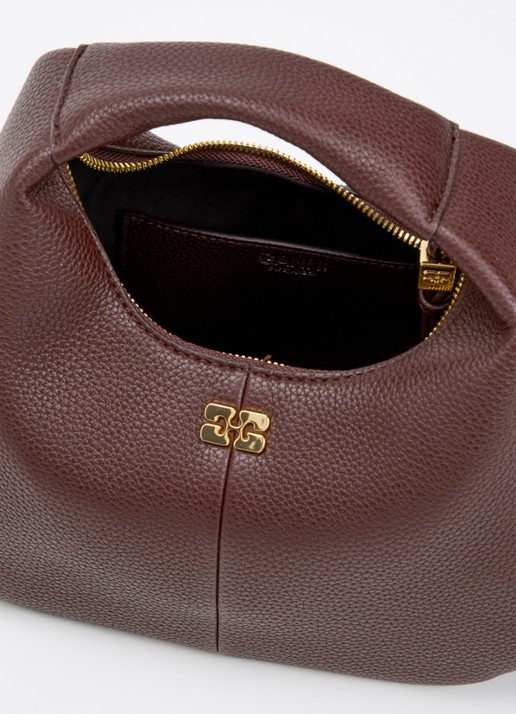 Ganni Hobo Mini handtas met afneembare schouderriem - detail 2 donkerbruin